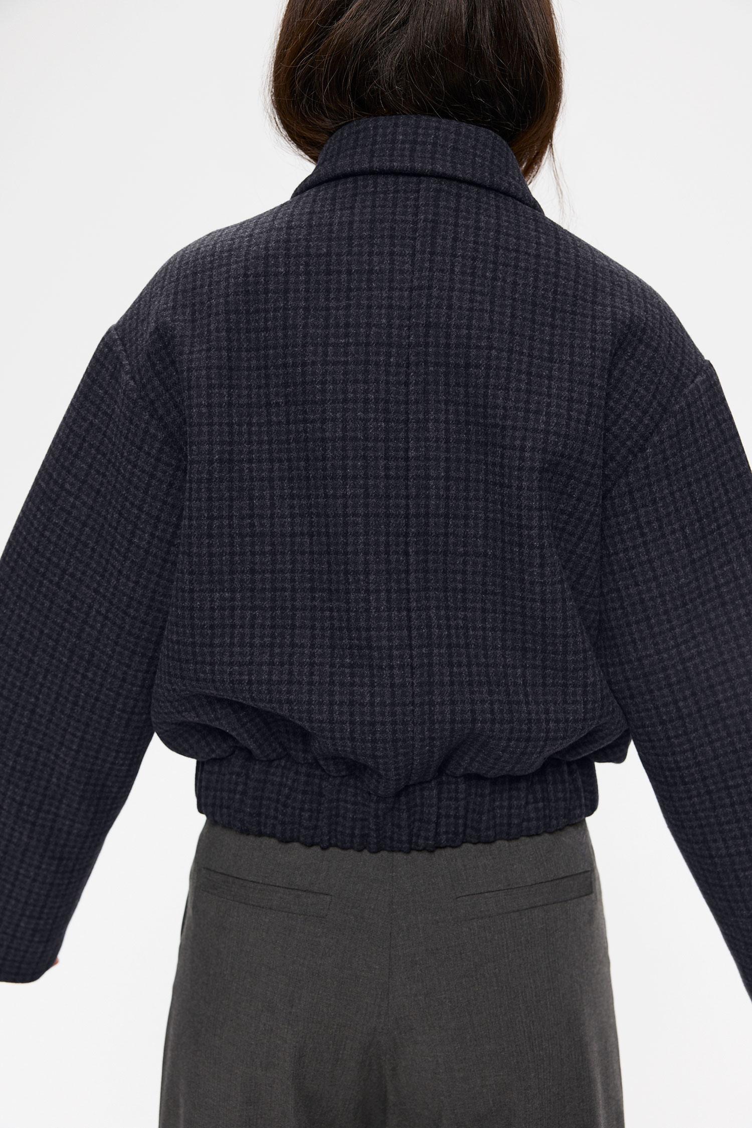 Elvine Nova Grey Check Damen Wolljacke Boxy Cut kariert grau